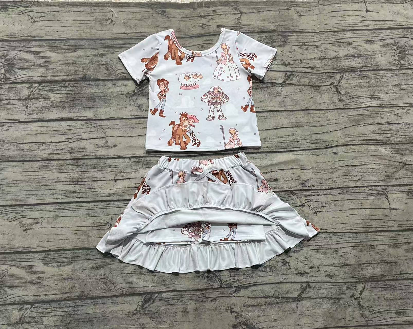 Baby Girls Cartoon Donkey Stars Top Skirts Sets