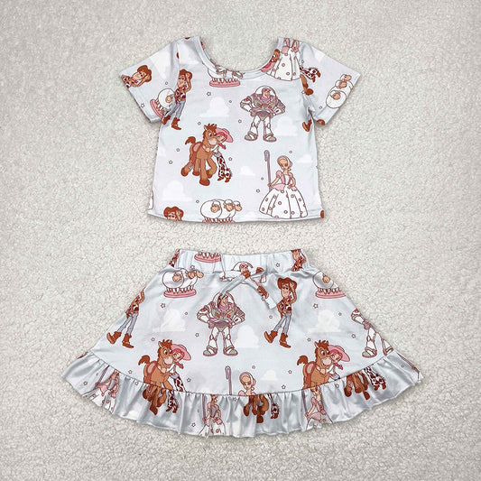 Baby Girls Cartoon Donkey Stars Top Skirts Sets