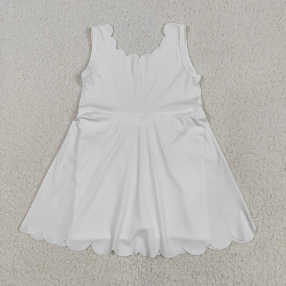 Baby Girls White Sleeveless Yoga Knee Length Dresses