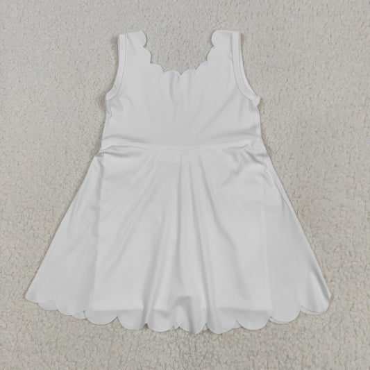 Baby Girls White Sleeveless Yoga Knee Length Dresses