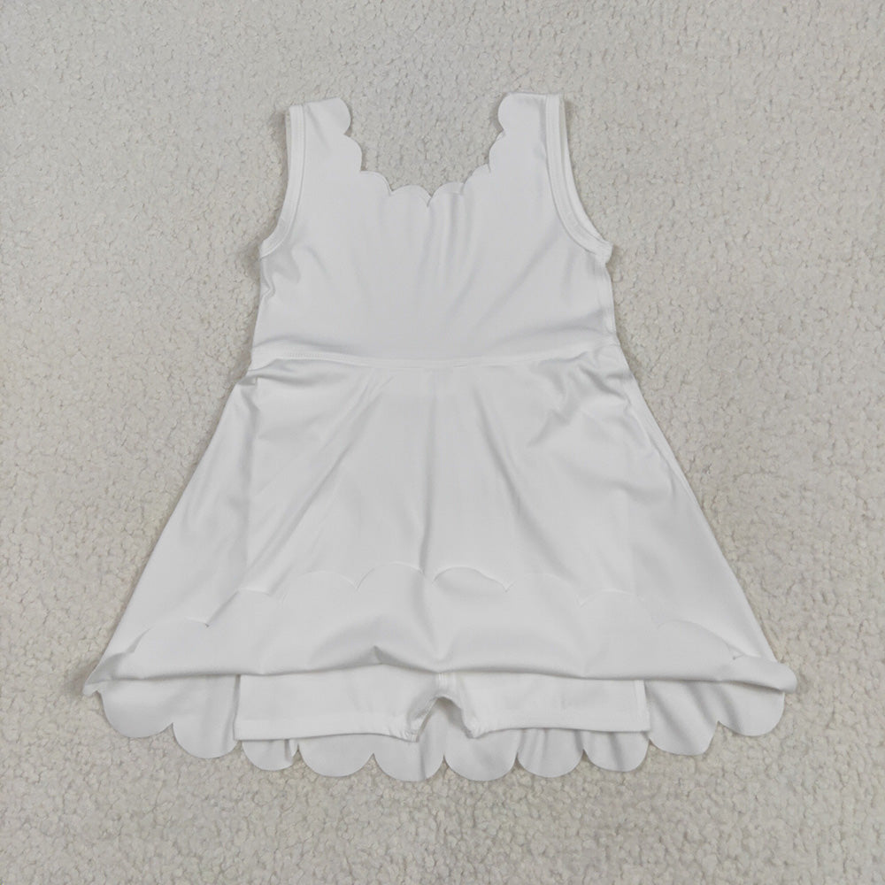 Baby Girls White Sleeveless Yoga Knee Length Dresses