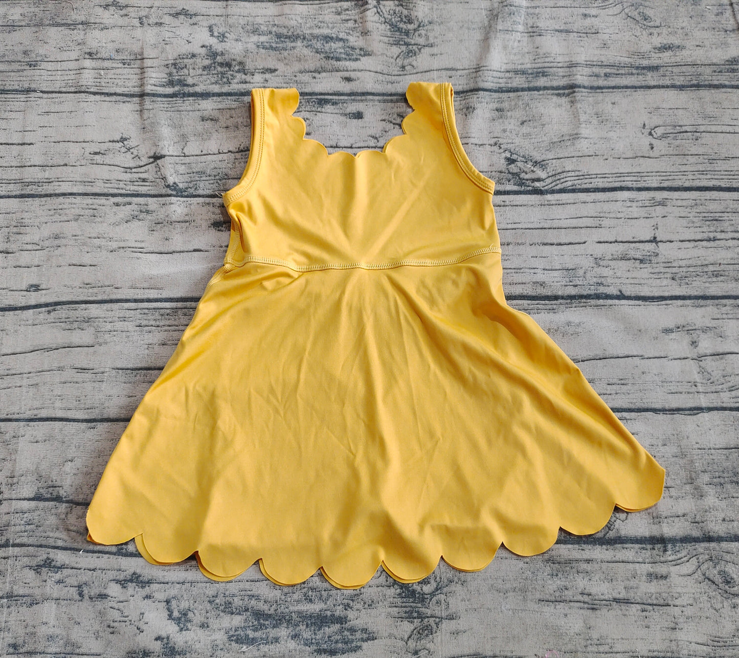 Baby Girls Mustard Sleeveless Yoga Knee Length Dresses