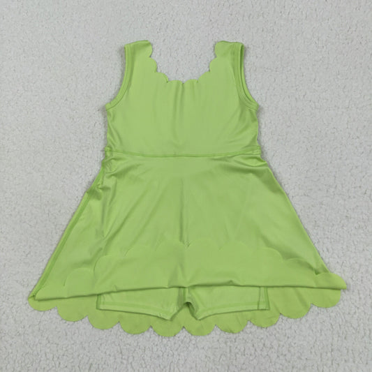 Baby Girls Lime Green Sleeveless Yoga Knee Length Dresses