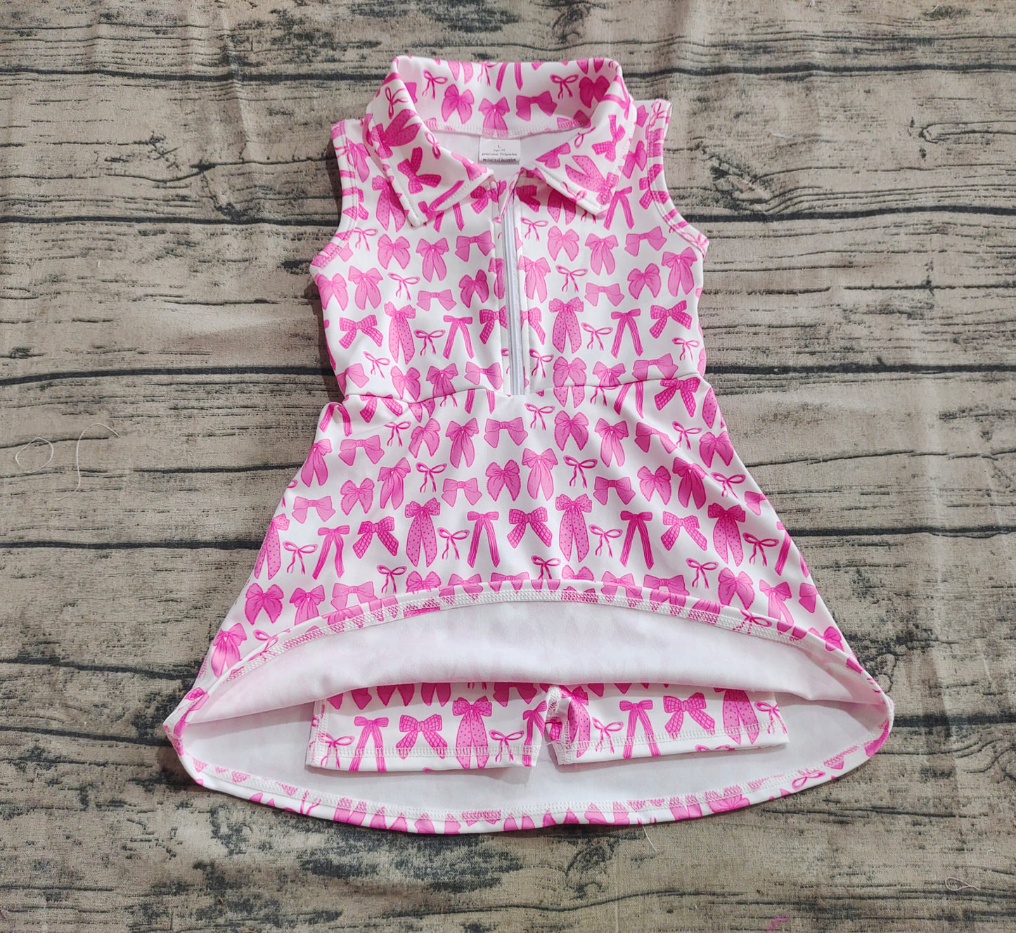 Baby Girls Sleeveless Pink Bows Zipper Yoga Active Knee Length Dresses