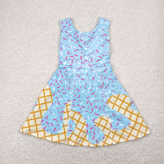 USA Shop Baby Girls Sleeveless Blue Sprinkles Drip Yoga Active Shorts Knee Length Dresses