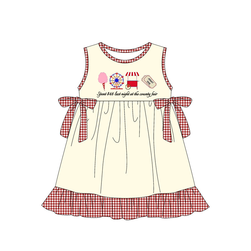 Baby Girls Red Plaid Sleeveless Ice Cream Store Knee Length Dresses Preorder