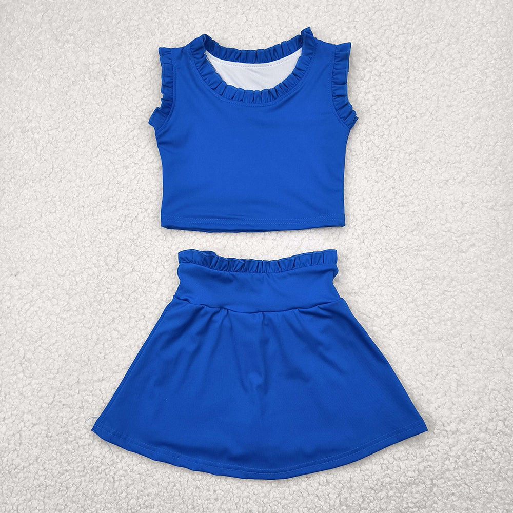 Baby Girls Hot Blue Sleeveless Top Skorts Yoga Sets