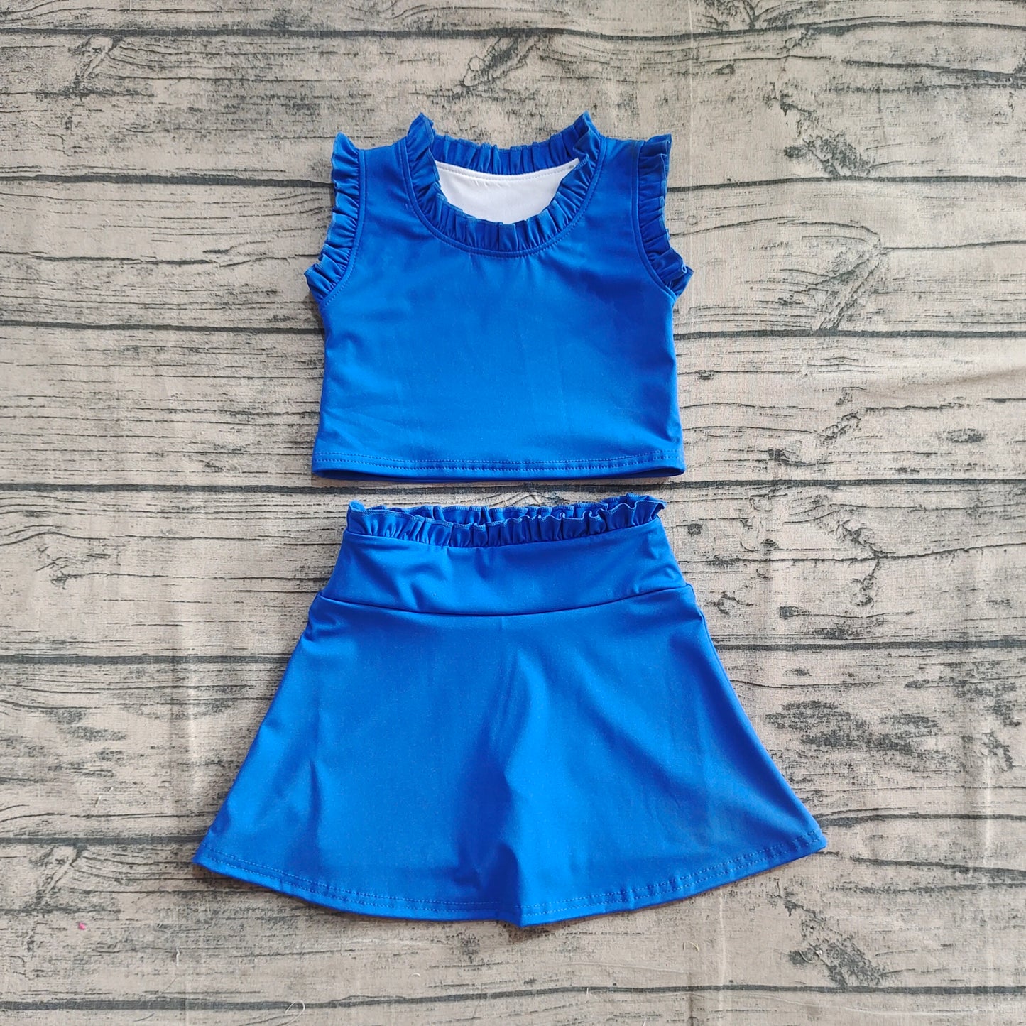 Baby Girls Hot Blue Sleeveless Top Skorts Yoga Sets