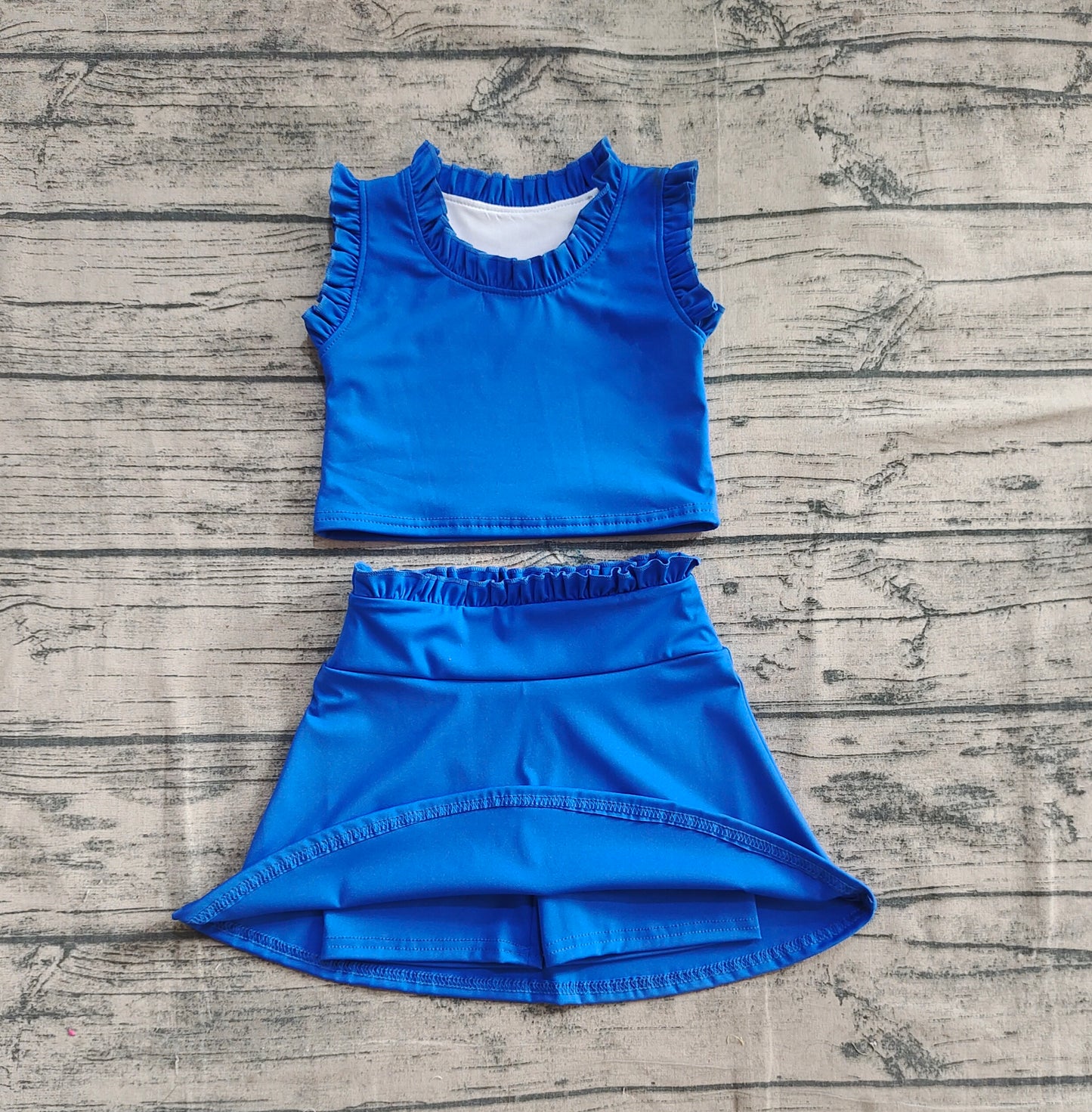 Baby Girls Hot Blue Sleeveless Top Skorts Yoga Sets