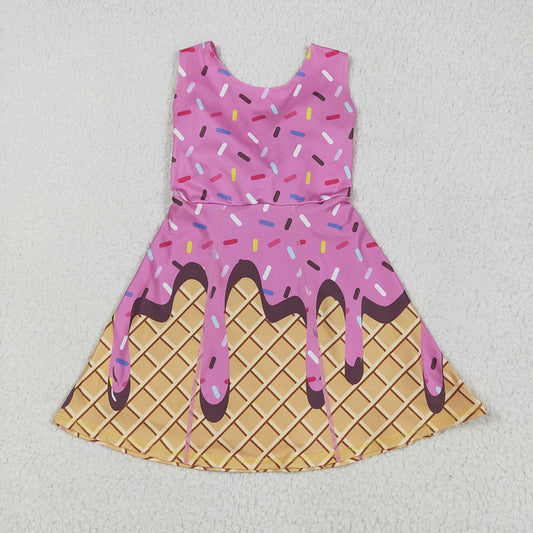 Baby Girls Hot Pink Ice-cream Drip Yoga Skort Knee Length Dresses