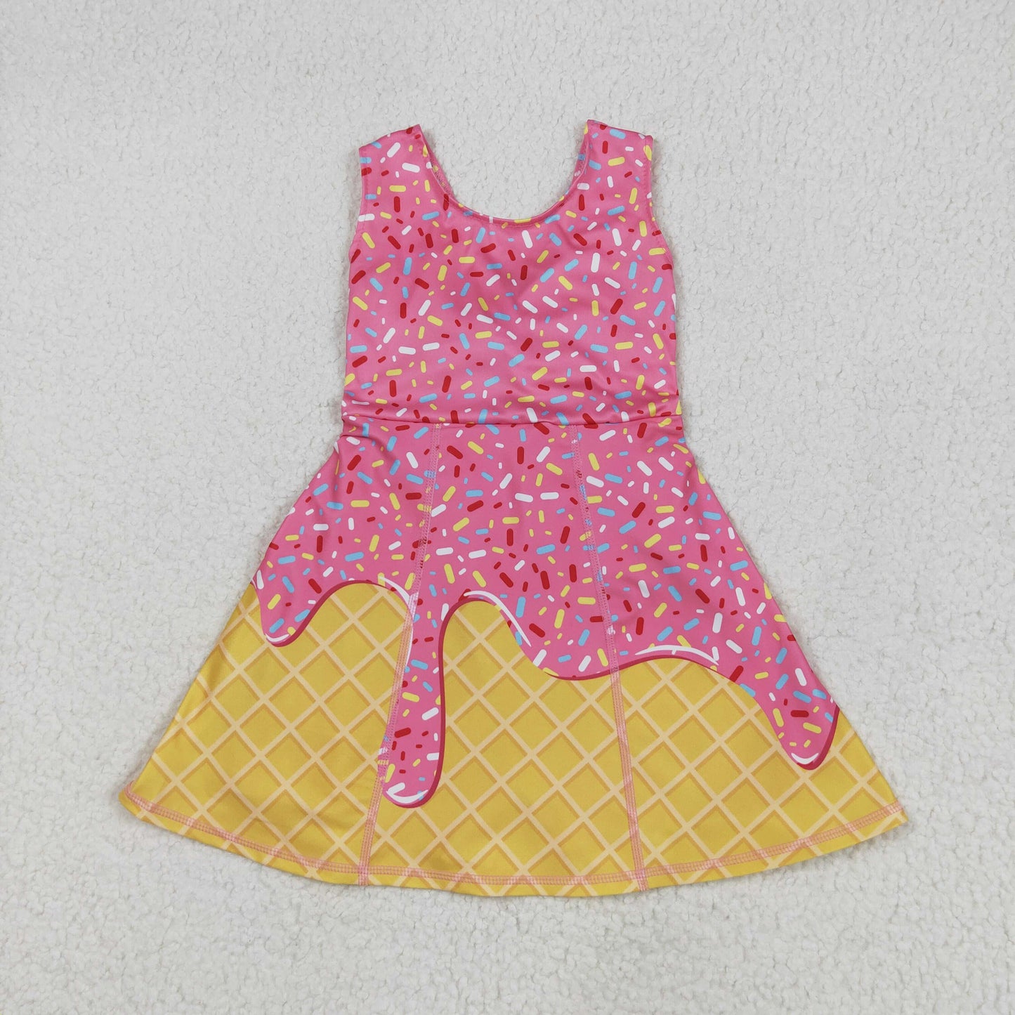 Sibling Baby Girls Ice-cream Drip Yoga Skort Knee Length Dresses