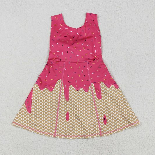 Baby Girls Pink Ice-cream Drip Yoga Skort Knee Length Dresses