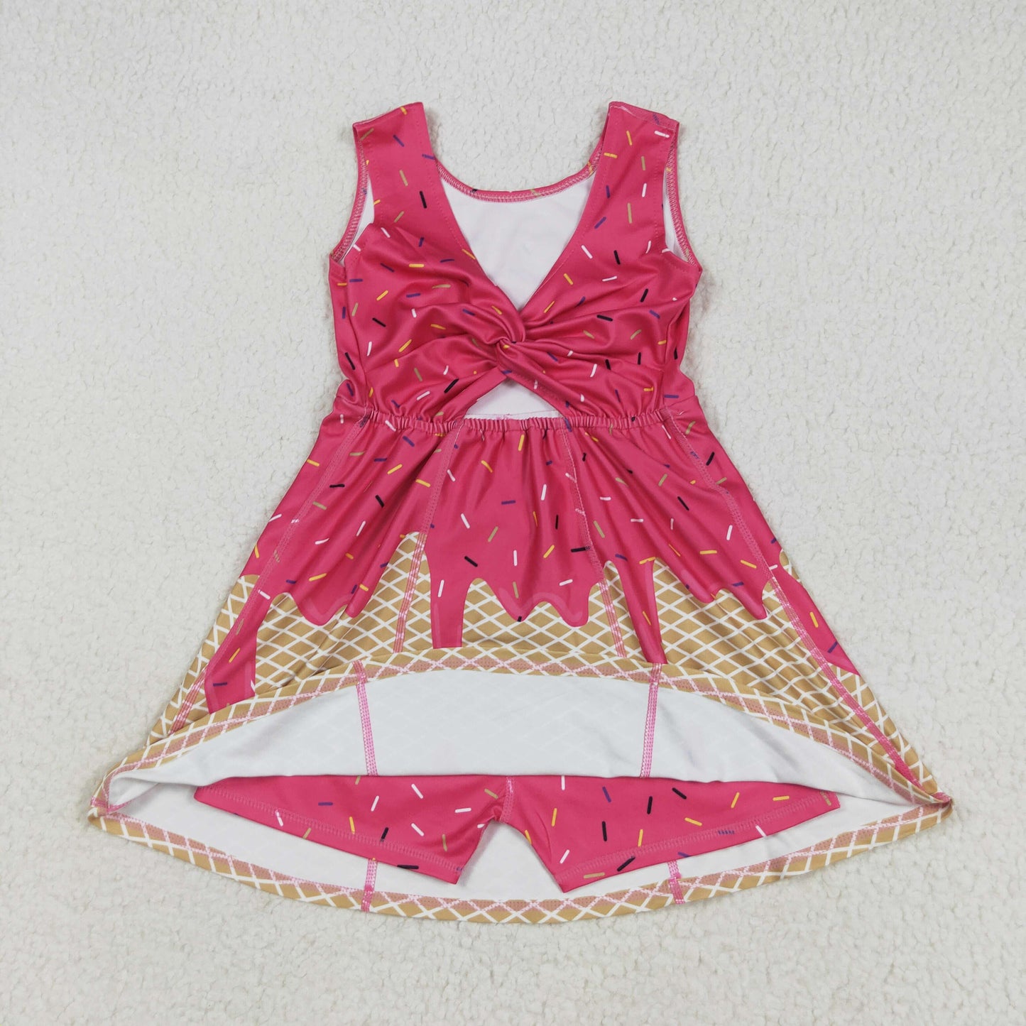 Sibling Baby Girls Ice-cream Drip Yoga Skort Knee Length Dresses