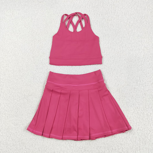 Baby Girls Hot Pink Strap Vest Top Skort Yoga Sets