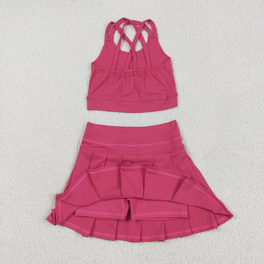 Baby Girls Hot Pink Strap Vest Top Skort Yoga Sets