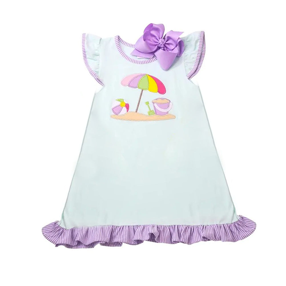 Preorder moq 5 Baby Girls Flutter Sleeves Beach Knee Length Dresses