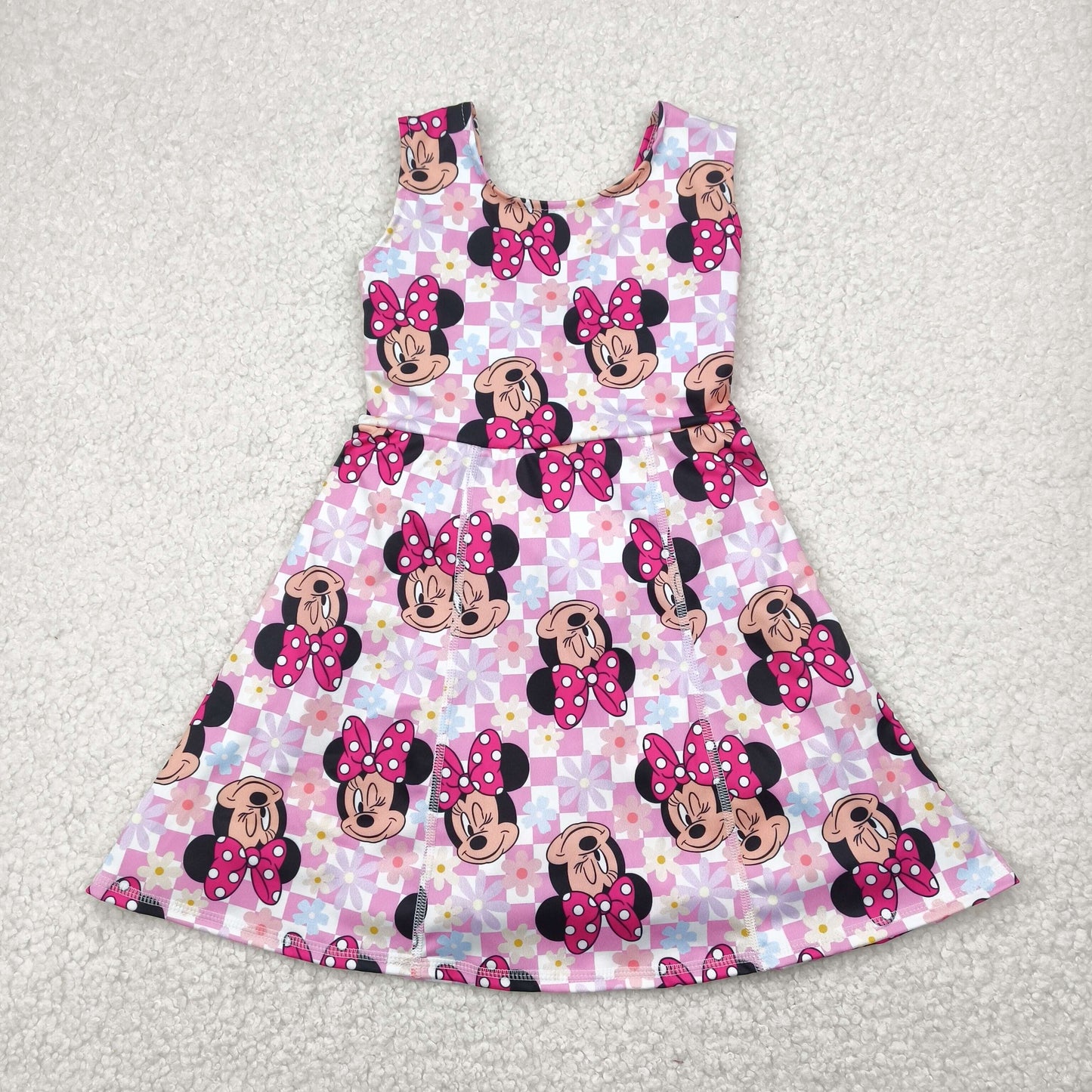 Sibling Baby Girls Sleeveless Flower Bows Yoga Active Shorts Knee Length Dresses