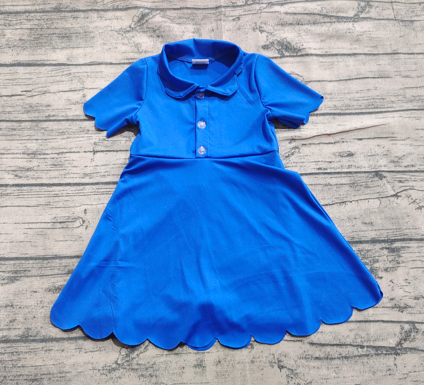 Baby Girls Blue Short Sleeves Button Yoga Knee Length Dresses