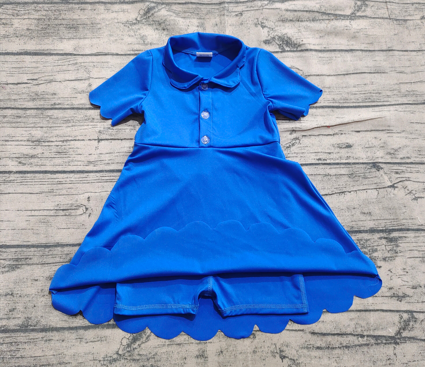 Baby Girls Blue Short Sleeves Button Yoga Knee Length Dresses