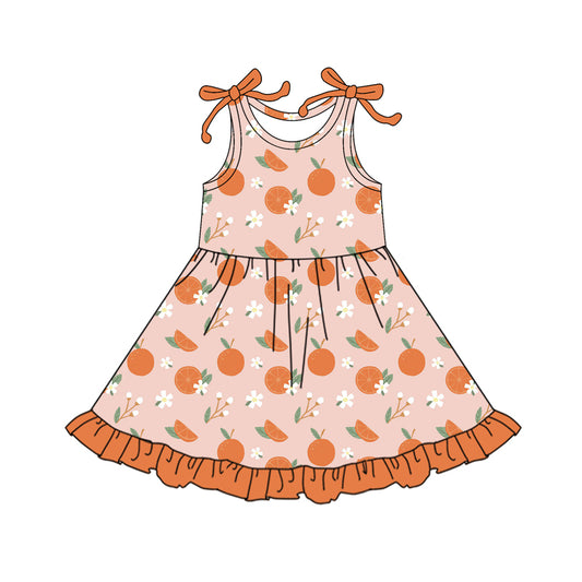 Baby Girls Strap Flowers Oranges Knee Length Dresses Preorder