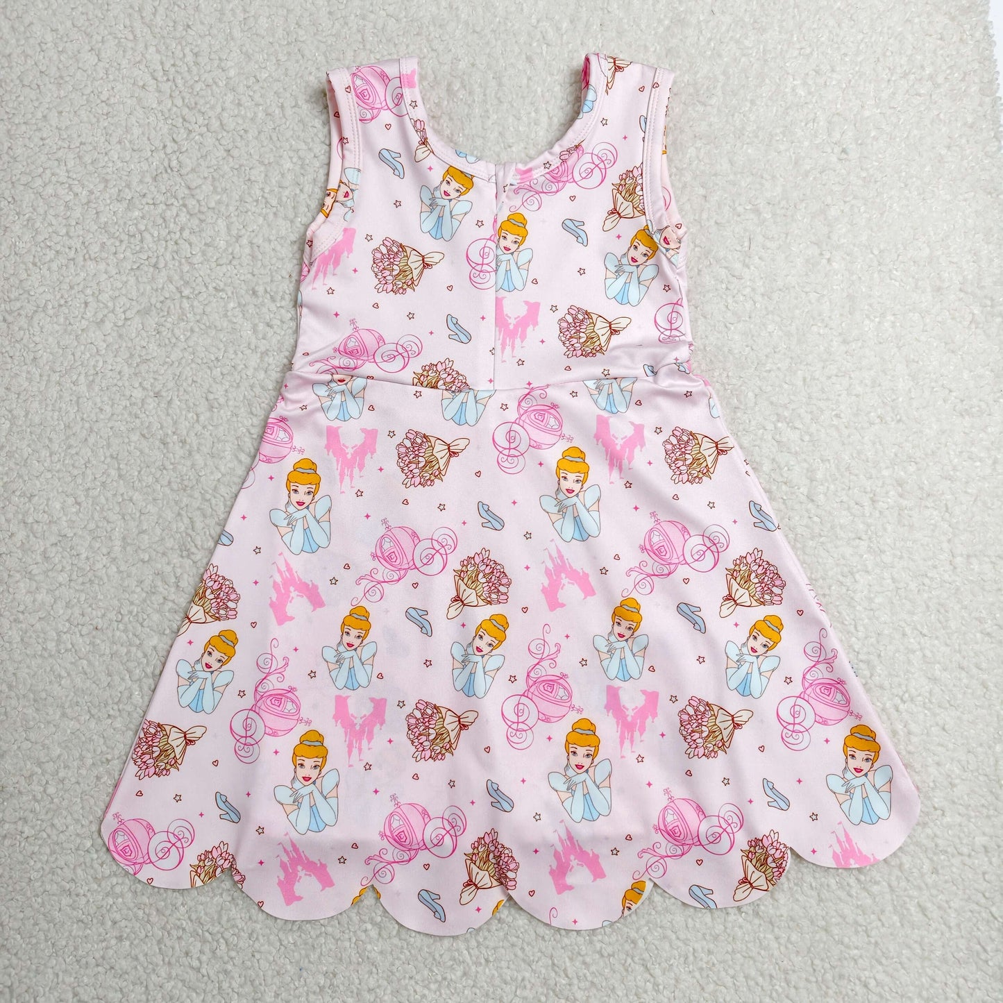 Baby Girls Pink Princess Pumpkins Yoga Active Short Scallop Knee Length Dresses