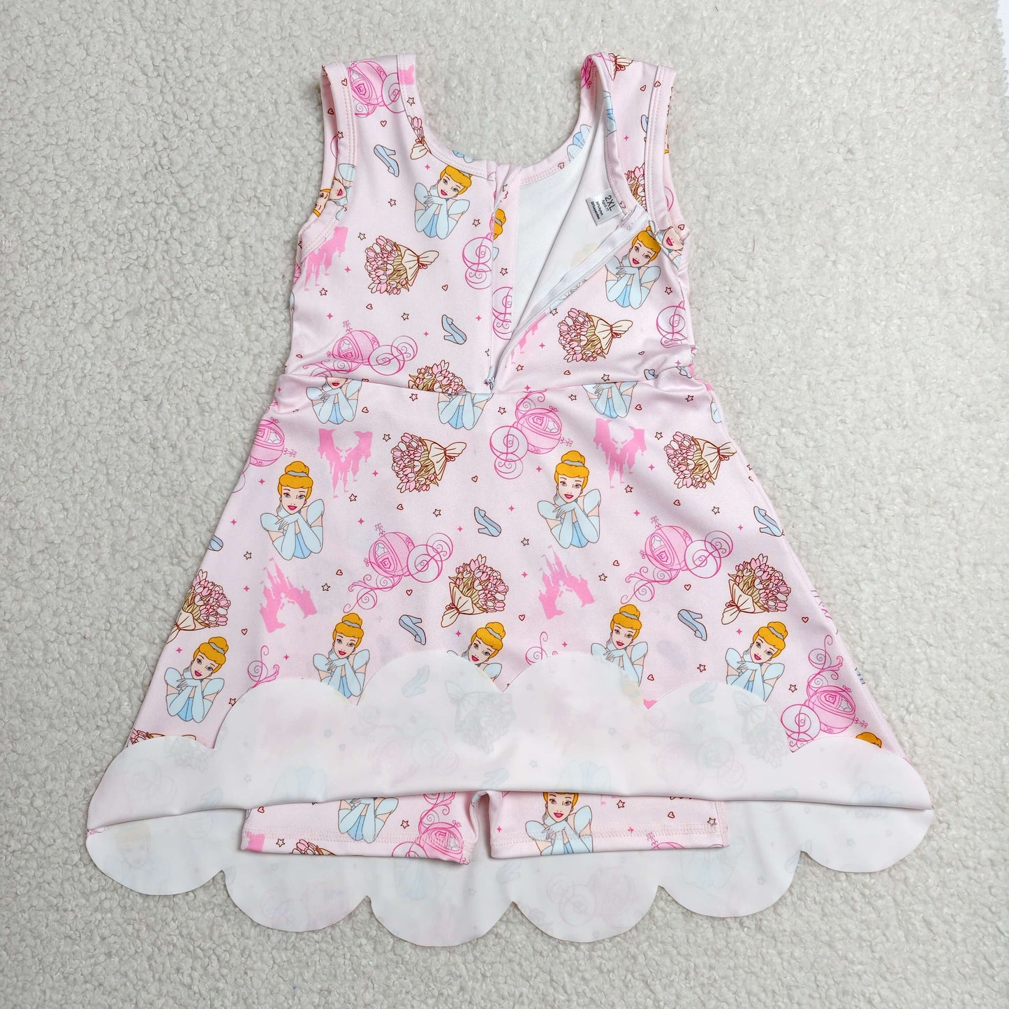 Baby Girls Pink Princess Pumpkins Yoga Active Short Scallop Knee Length Dresses
