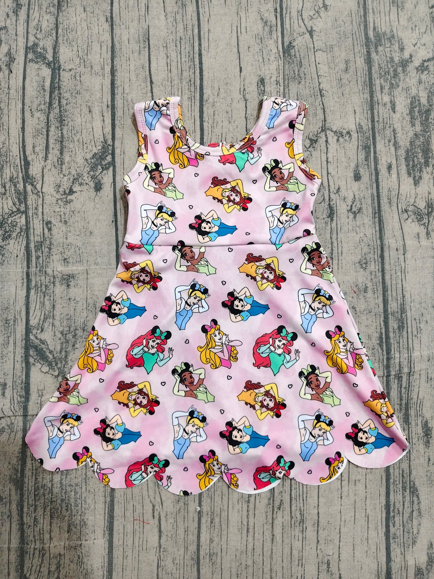 Baby Girls Sleeveless Cartoon Princess Yoga Knee Shorts Length Dresses