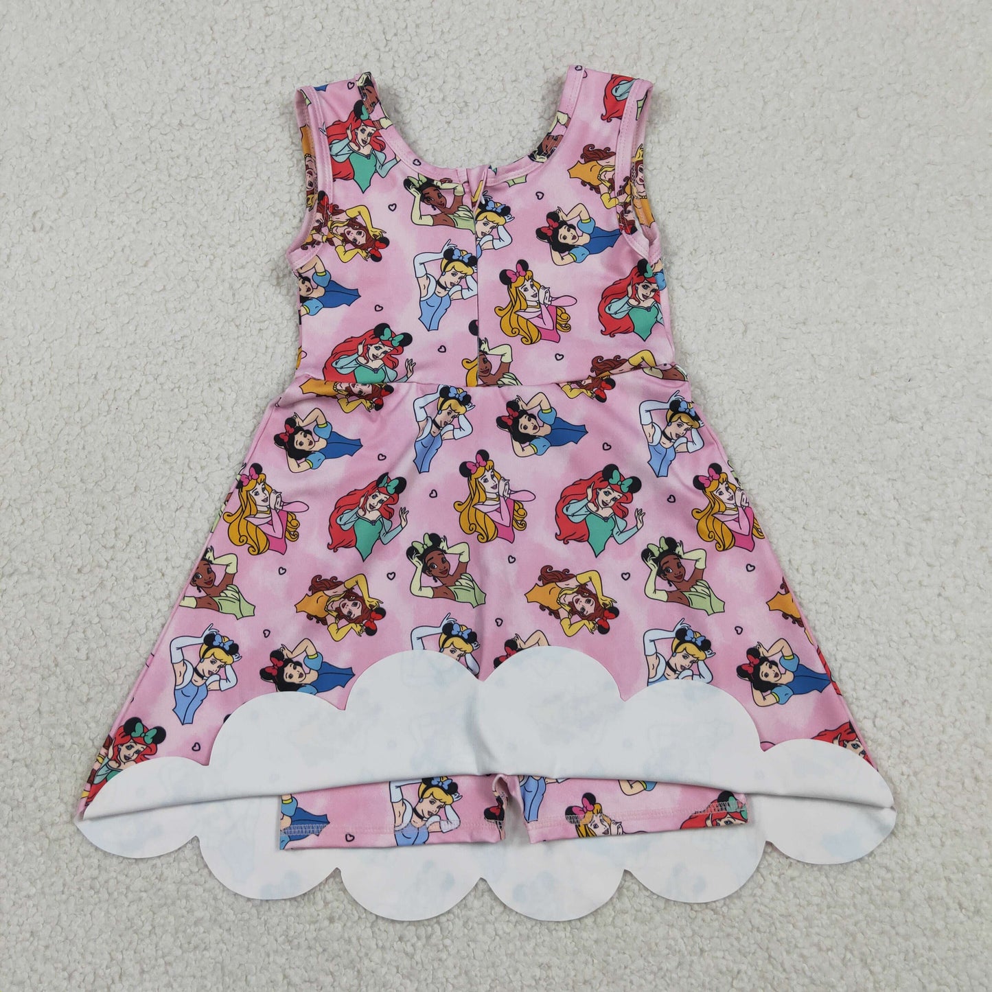 Baby Girls Sleeveless Cartoon Princess Yoga Knee Shorts Length Dresses