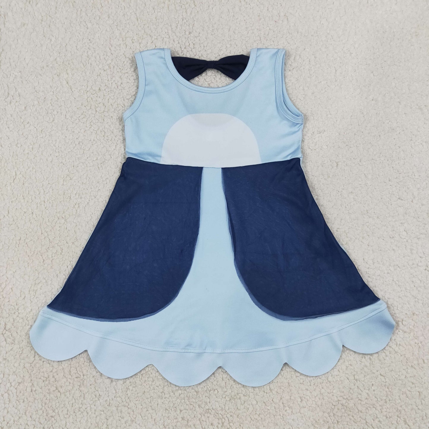 Sibling Baby Girls Sleeveless Cartoon Scallop Knee Length Dresses