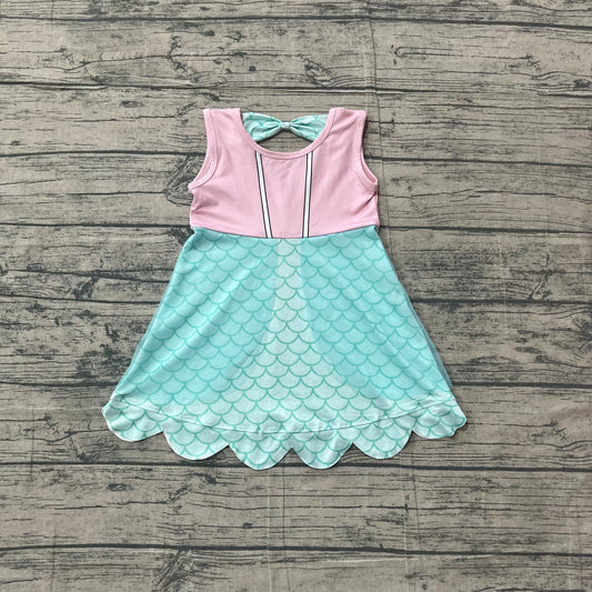 Baby Girls Lavender Sleeveless Blue Mermaid Knee Length Dress Preorder
