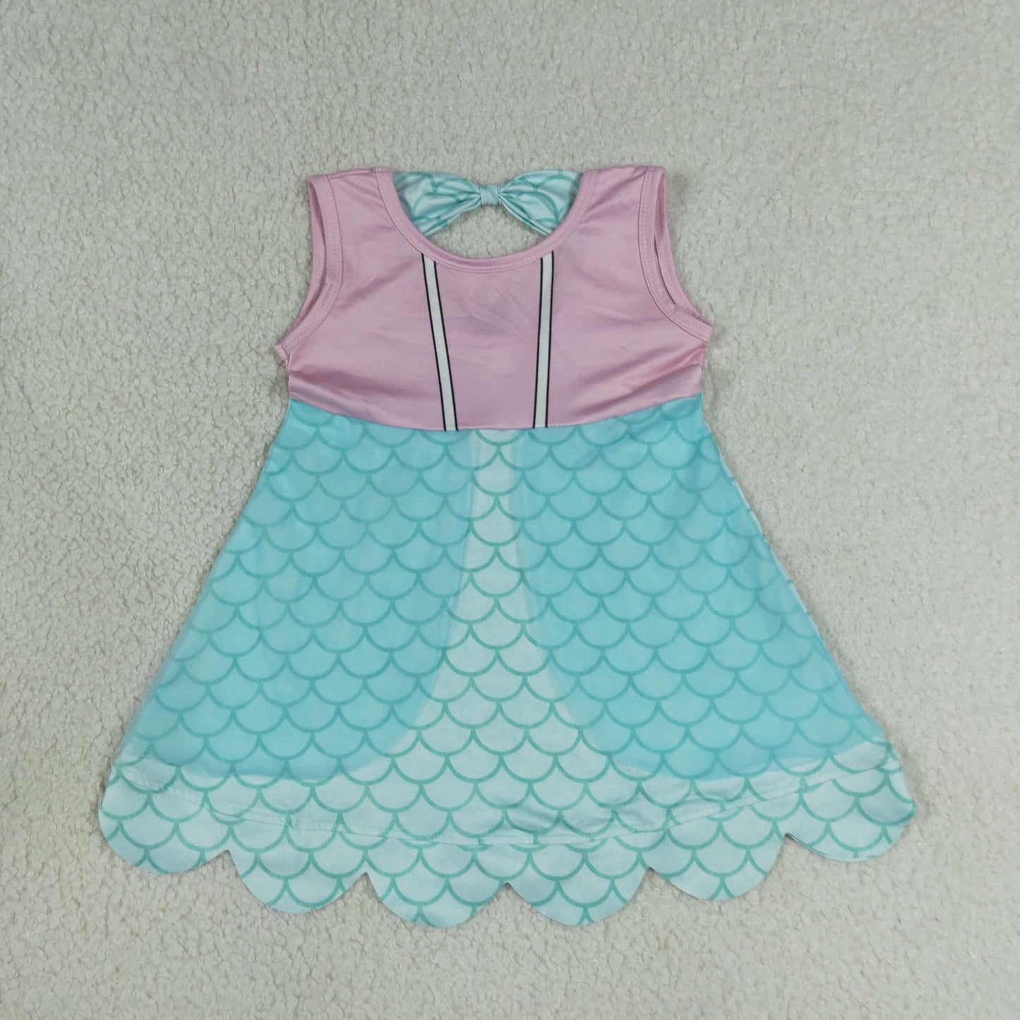 Baby Girls Sleeveless Lavender Blue Mermaid Scallop Knee Length Dress