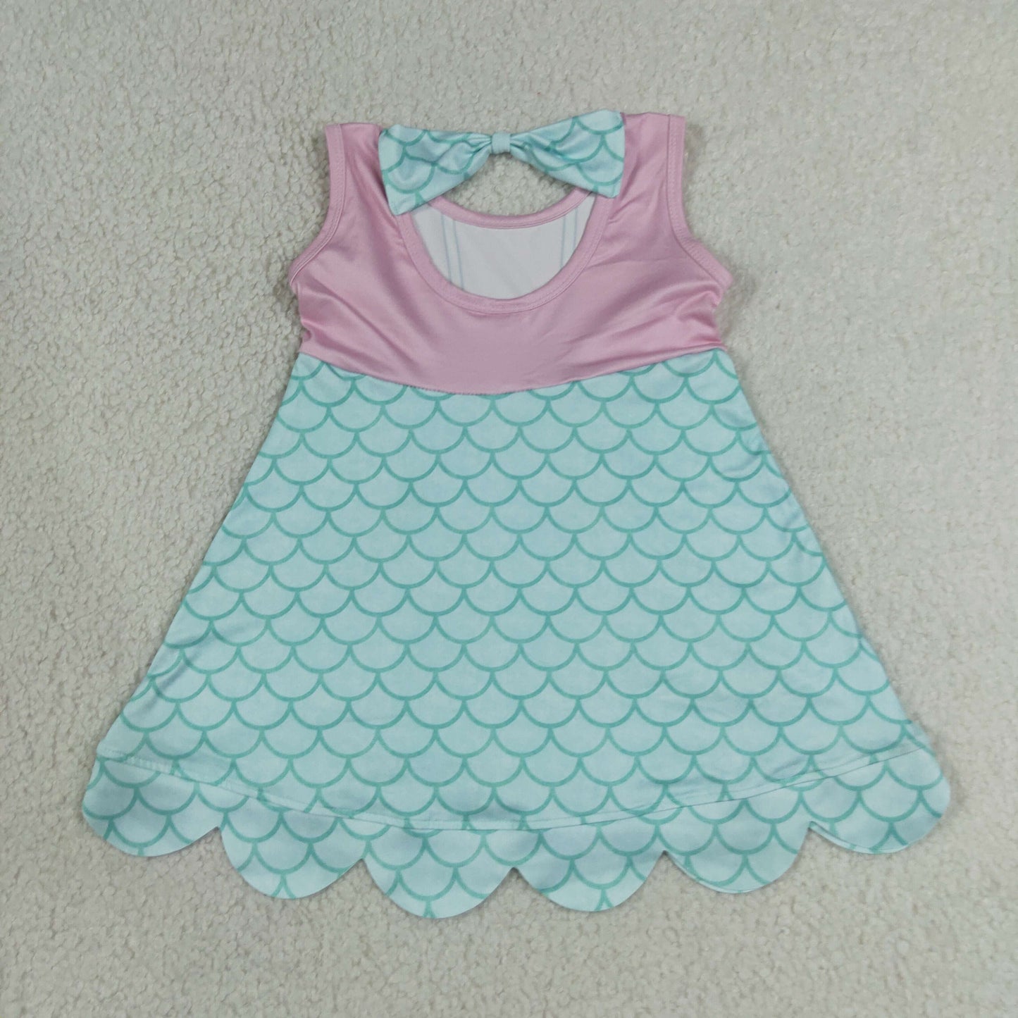 Baby Girls Sleeveless Lavender Blue Mermaid Scallop Knee Length Dress