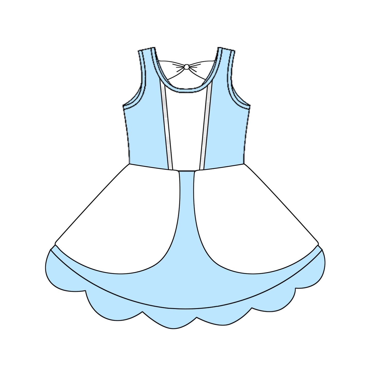 Preorder moq 5 Baby Girls Light Blue Sleeveless Knee Length Dress