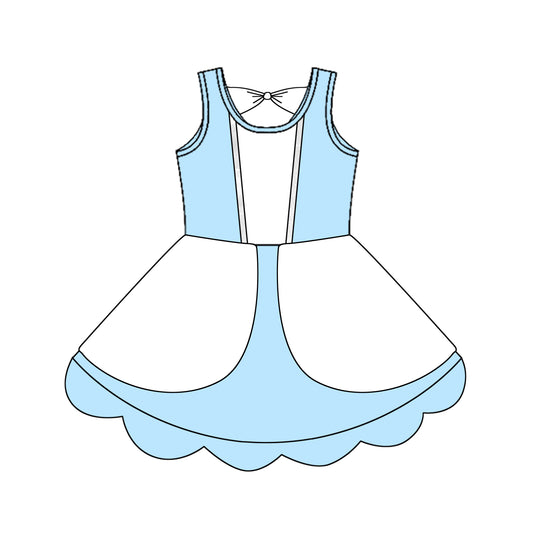 Preorder moq 5 Baby Girls Light Blue Sleeveless Knee Length Dress