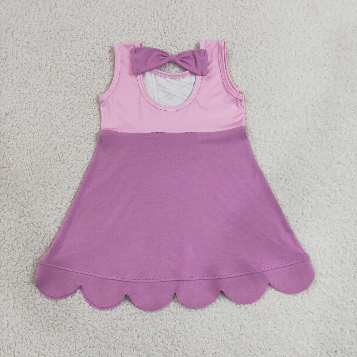 Baby Girls Hot Pink Sleeveless Cartoon Scallop Knee Length Dress