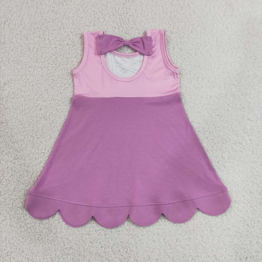 Baby Girls Hot Pink Sleeveless Cartoon Scallop Knee Length Dress