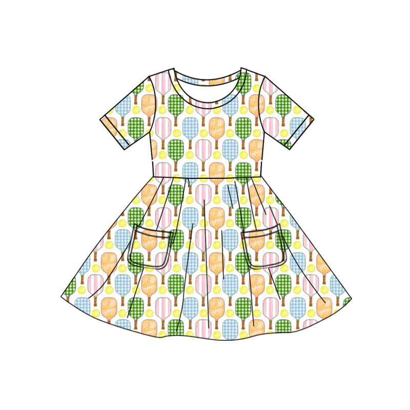 Baby Girls Short Sleeves Tennis Pockets Knee Length Dresses Preorder