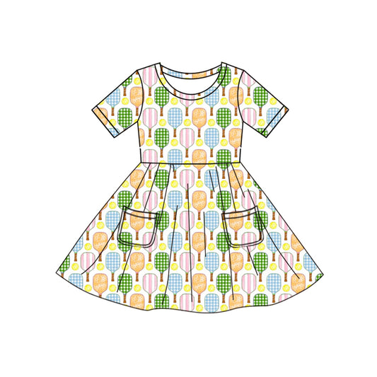Baby Girls Short Sleeves Tennis Pockets Knee Length Dresses Preorder