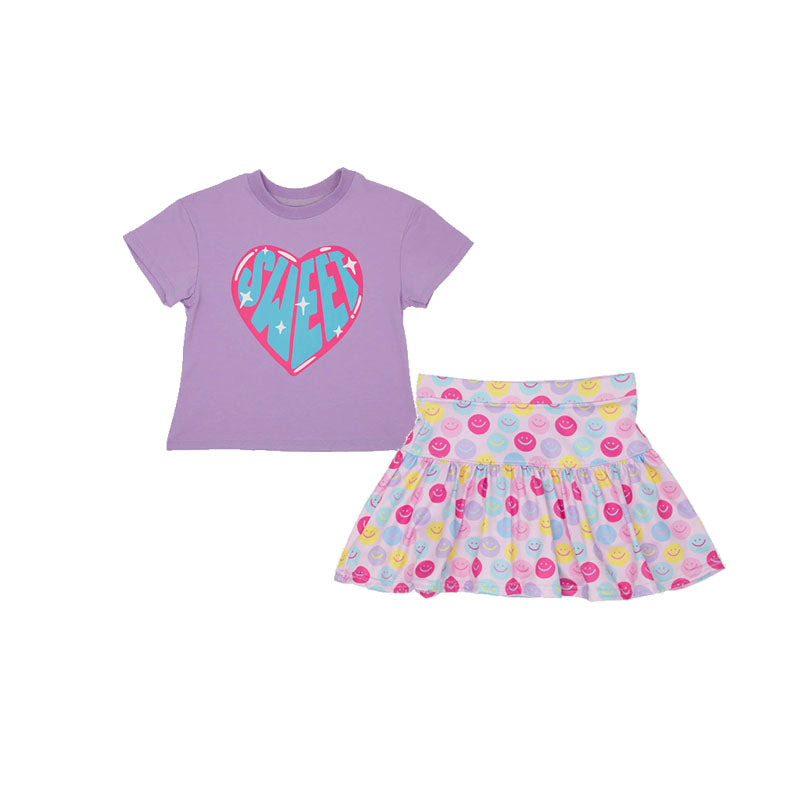 Baby Girls Lavender Sweet Hearts Top Smiles Skirt Sets Preorder