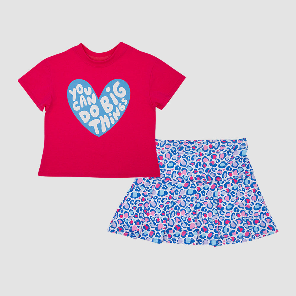 Baby Girls Red Hearts Top Leopard Skirt Sets Preorder