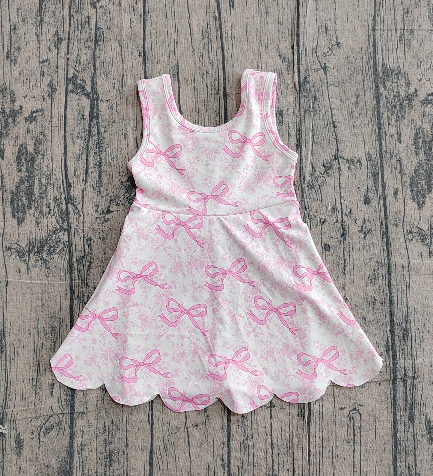 Baby Girls Pink Bows Floral Activity Wear Yoga Short Skort Knee Length Dresses Preorder