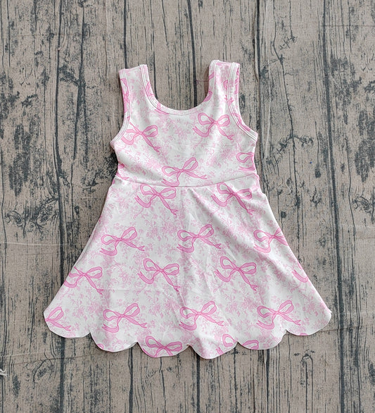 Baby Girls Pink Bows Floral Activity Wear Yoga Short Skort Knee Length Dresses Preorder