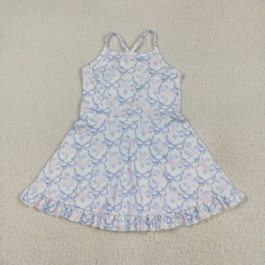 USA Shop Baby Girls Bows Flowers Checked Yoga Active Short Ruffle Knee Length Dress