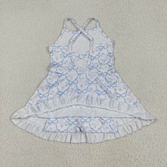 USA Shop Baby Girls Bows Flowers Checked Yoga Active Short Ruffle Knee Length Dress