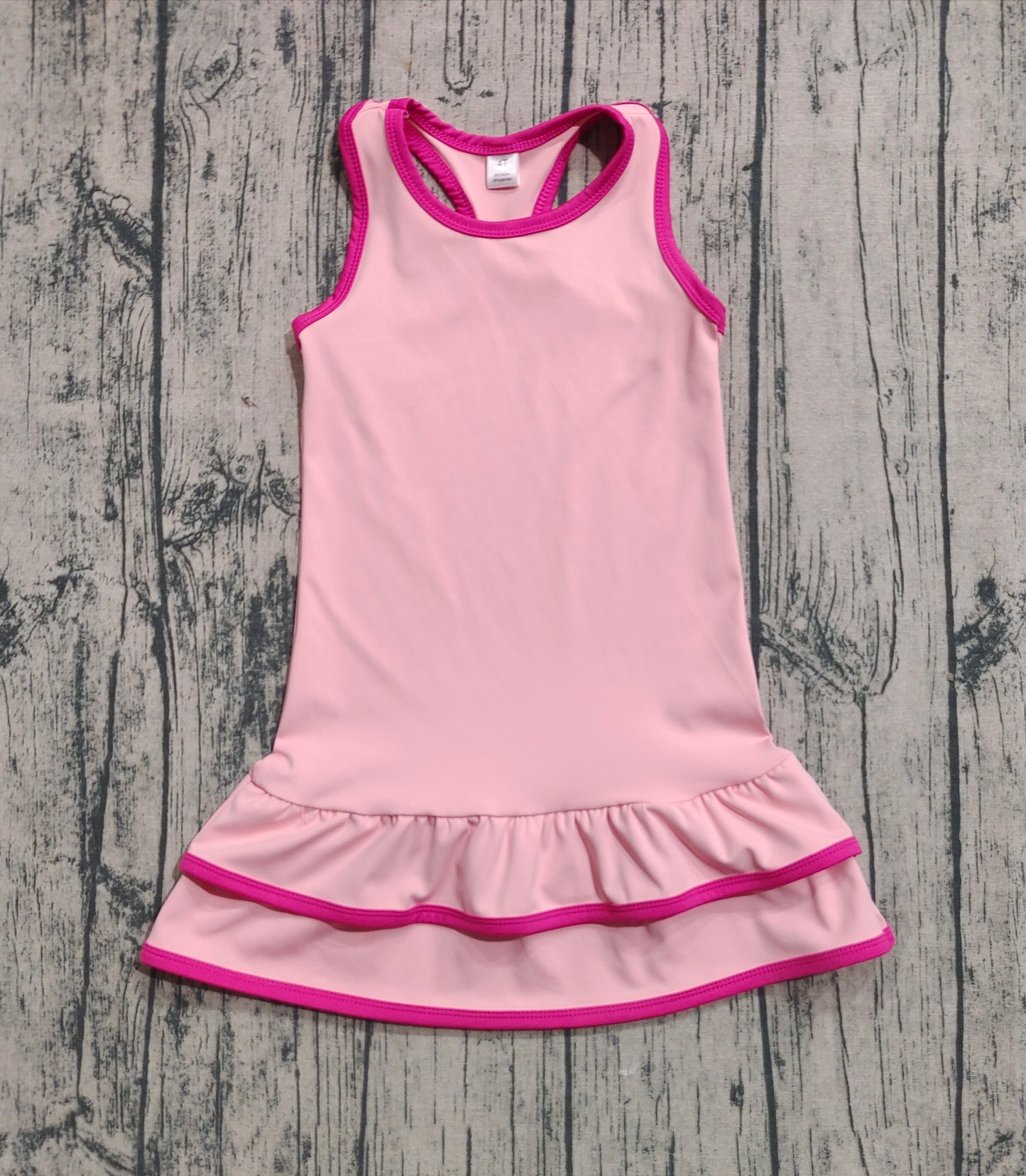 Baby Girls Pink Sleeveless Ruffle Yoga Knee Length Dresses