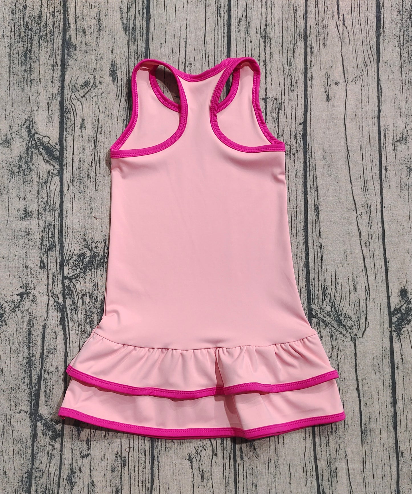 Baby Girls Pink Sleeveless Ruffle Yoga Knee Length Dresses