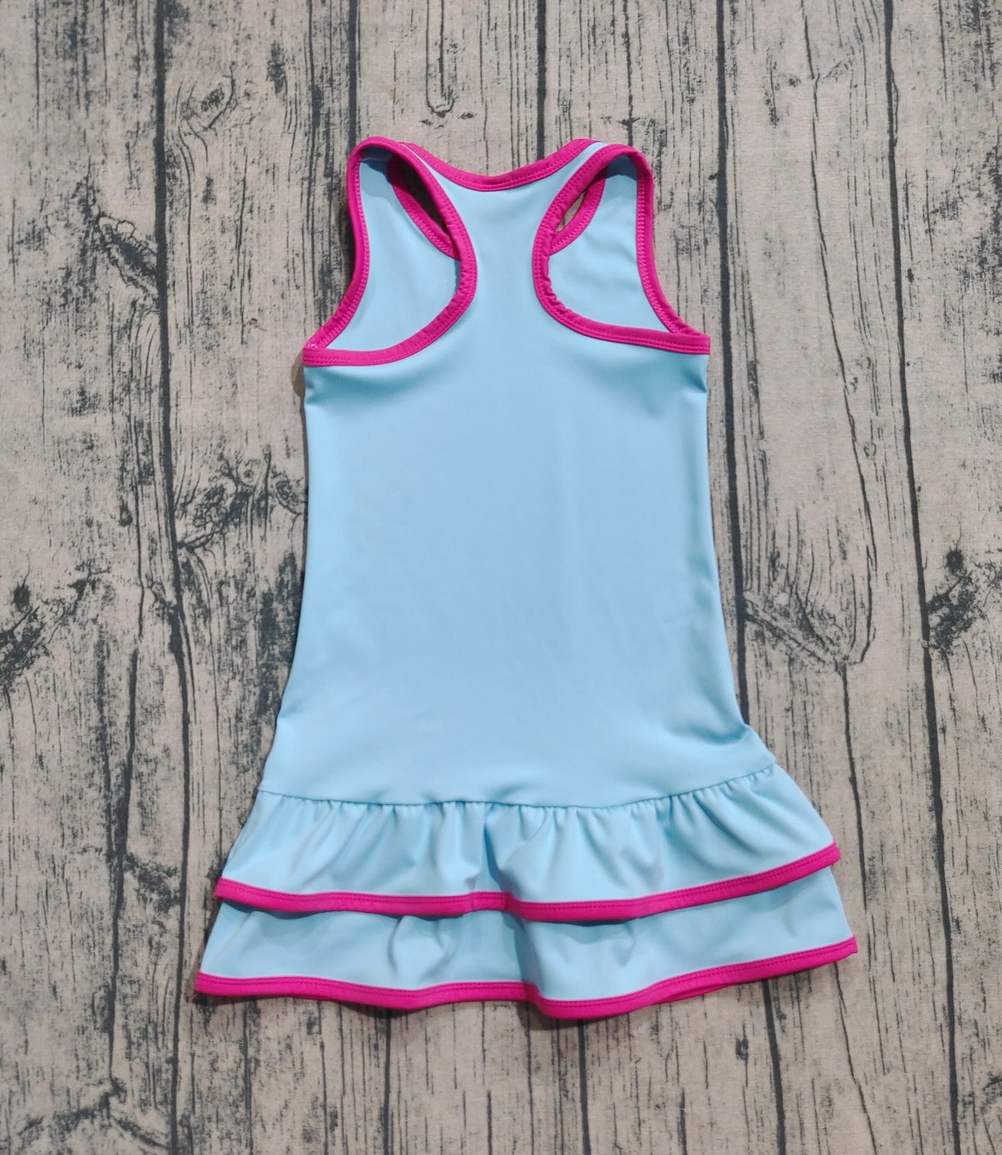 Baby Girls Blue Sleeveless Ruffle Yoga Knee Length Dresses