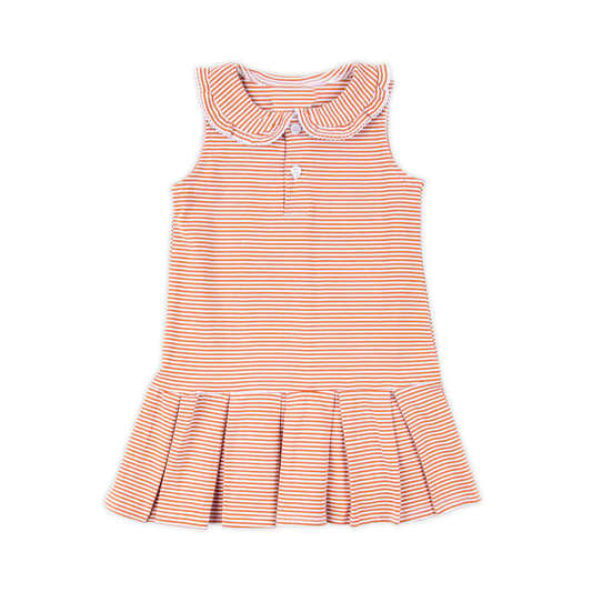 Baby Girls Sleeveless Button Peach Stripes Knee Length Dresses Preorder