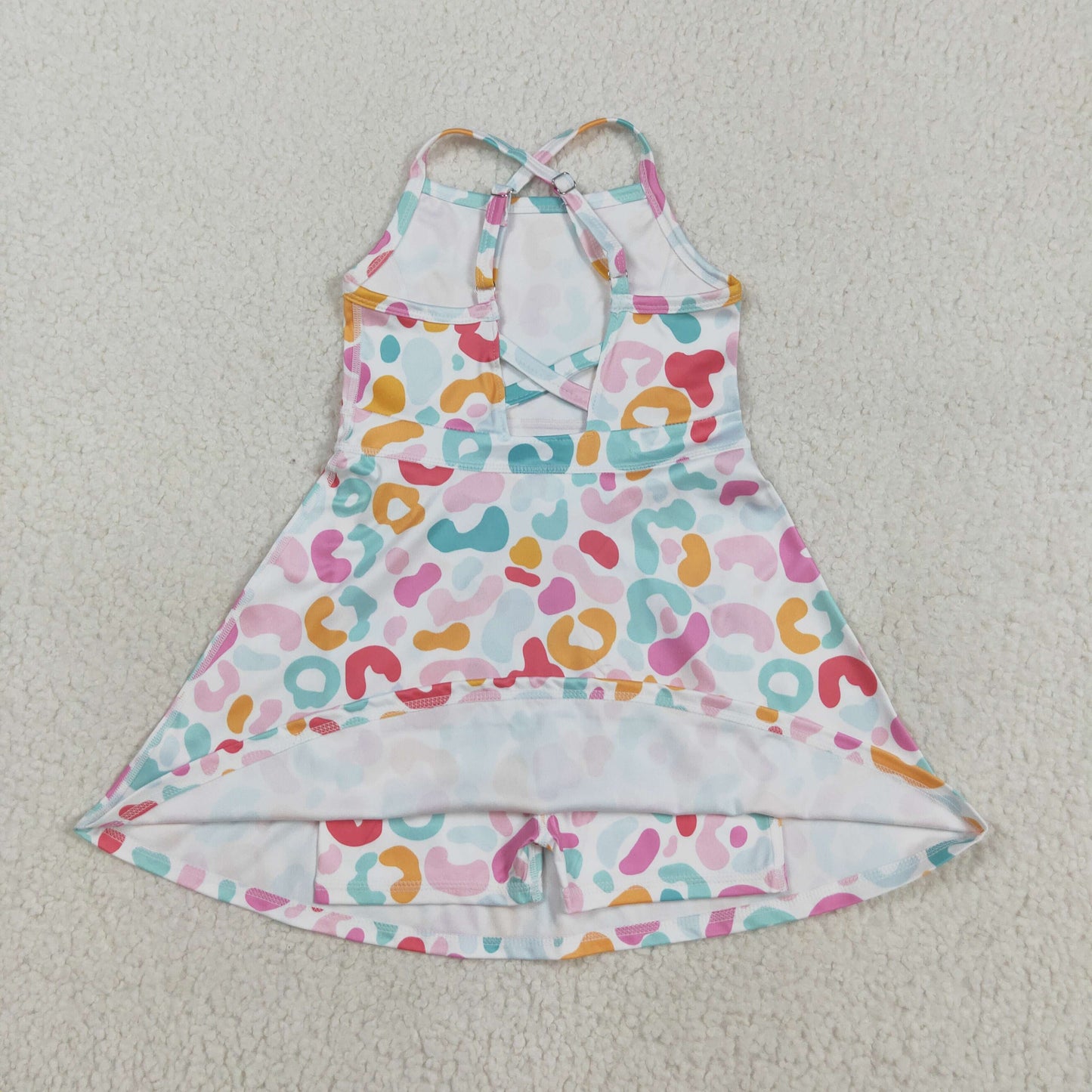 Sibling 3 Colors Baby Girls Colorful Leopard Shorts Yoga Active Knee Length Dresses