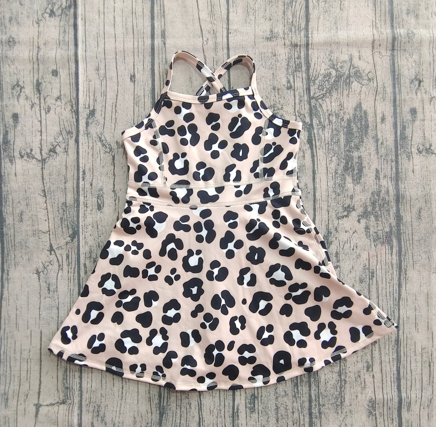 Baby Girls Strap Leopard Shorts Yoga Active Knee Length Dresses